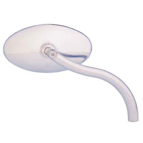 Smooth Cat-Eye Mirror with Soft-Bend Stem – Chrome. Fits Left or Right.